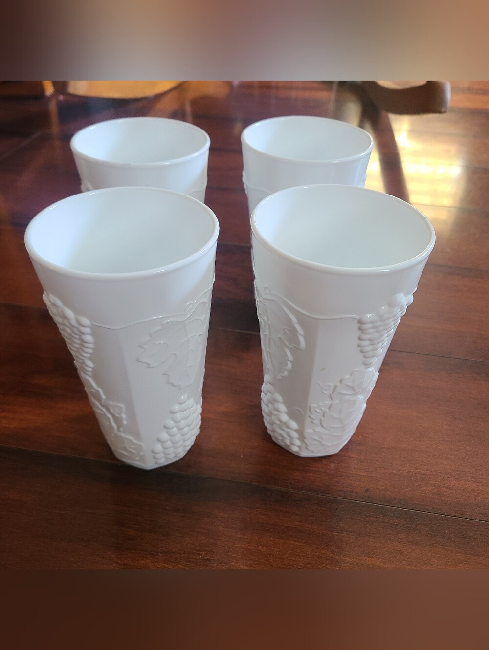 Vintage Indiana Glass Colony Harvest Milk Glass 14oz Water Tumblers - Set of 4